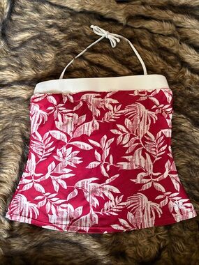 Hapari Red & White Tropical Halter Tankini Top Size XL